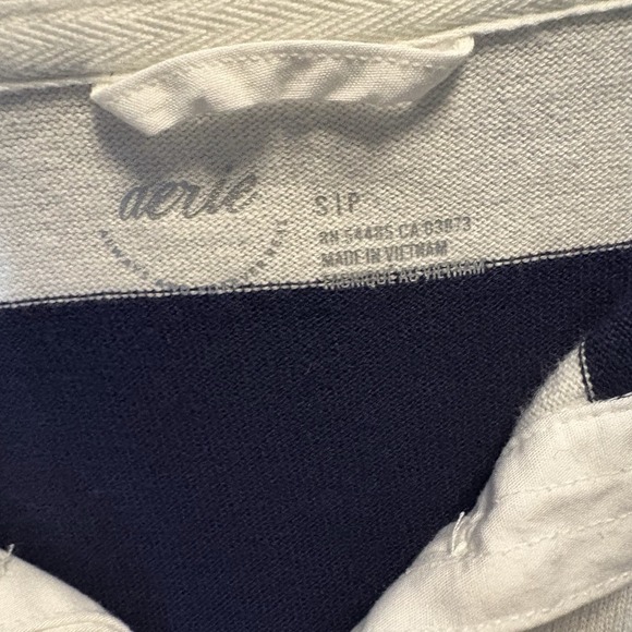 Aerie Top Cropped Stripes Blue White Rugby Shirt Size Small Preppy y2k Casual - Picture 5 of 8